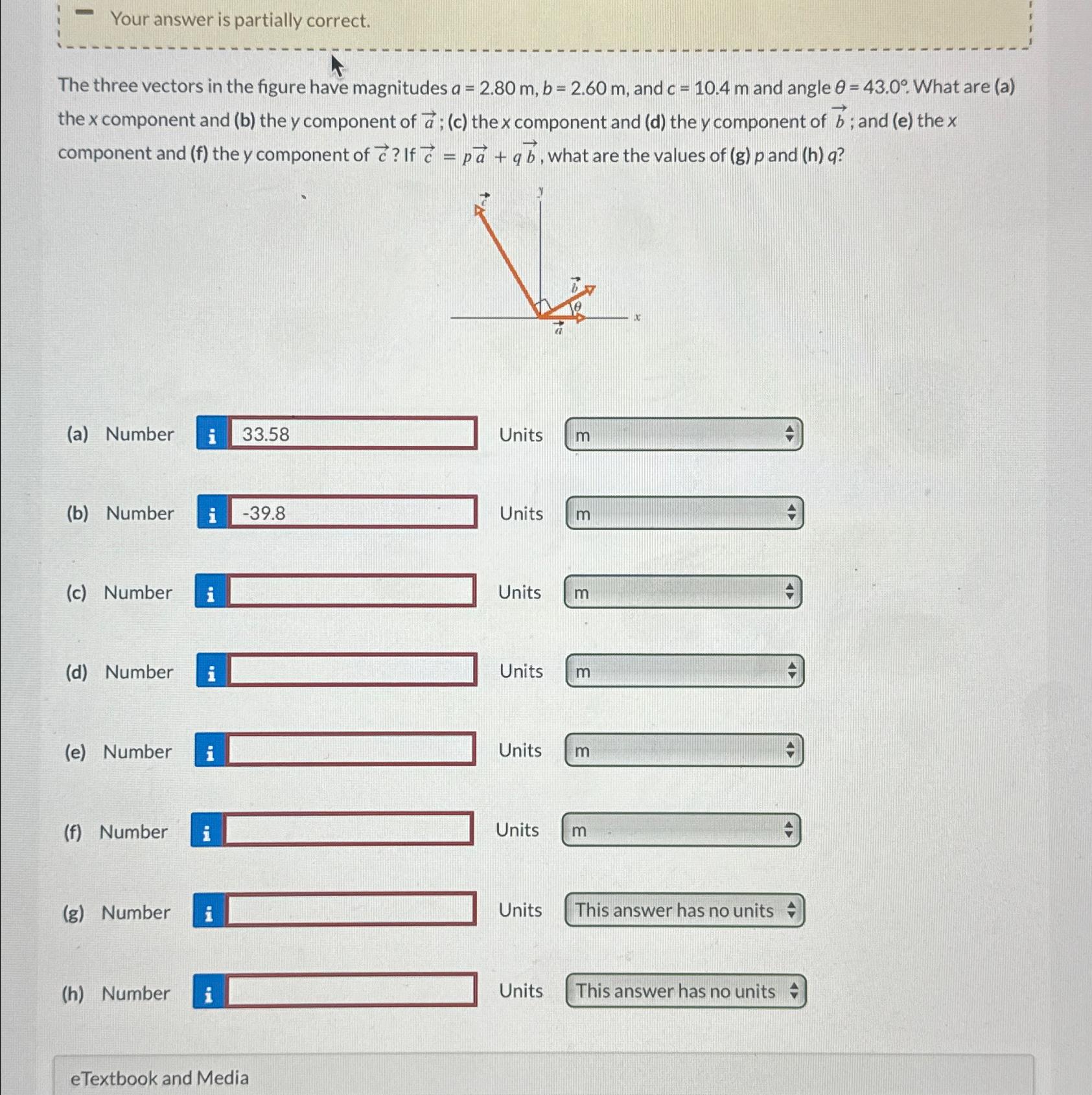 Solved Your answer is partially correct.The three vectors in