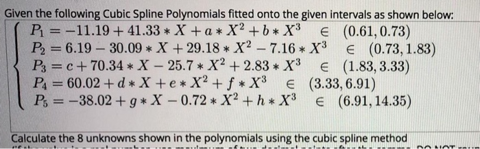 Given the following Cubic Spline Polynomials fitted | Chegg.com