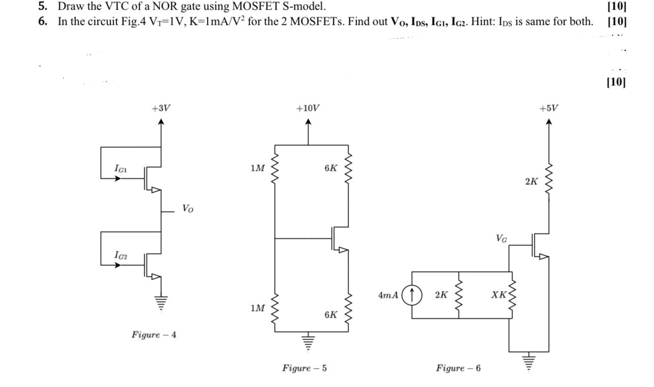 answer Draw the VTC of a NOR gate using MOSFET | Chegg.com