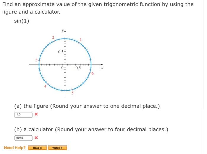 Solved Find an approximate value of the given trigonometric | Chegg.com