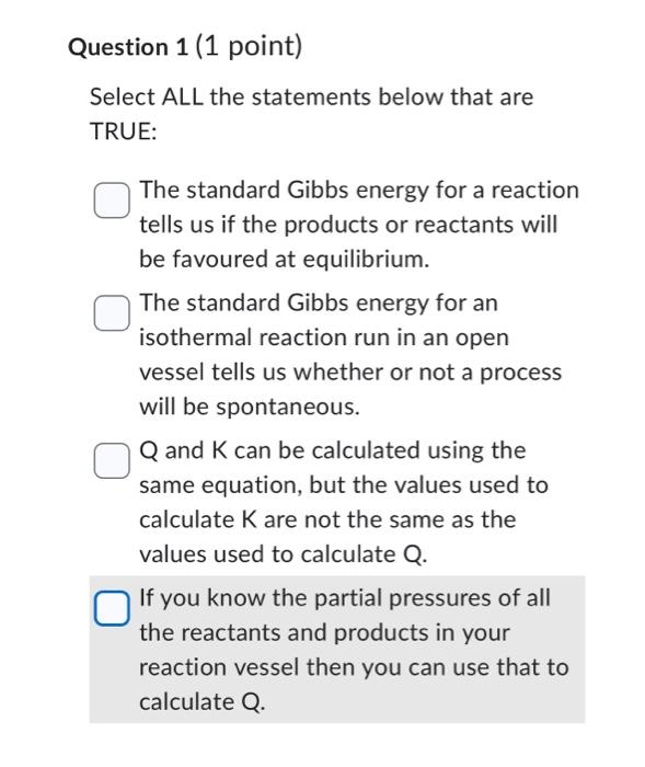 Solved Select ALL the statements below that are TRUE: The | Chegg.com
