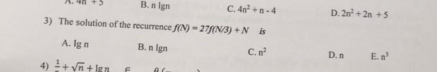 Solved B Nlgn C 4n2 N 4 D 2n2 2n 5 3 The Solution Of The Chegg Solved B Nlgn C 4n2 N 4 D 2n2 2n 5 3 The Solution Of The Chegg