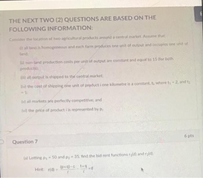 THE NEXT TWO (2) QUESTIONS ARE BASED ON THE FOLLOWING | Chegg.com