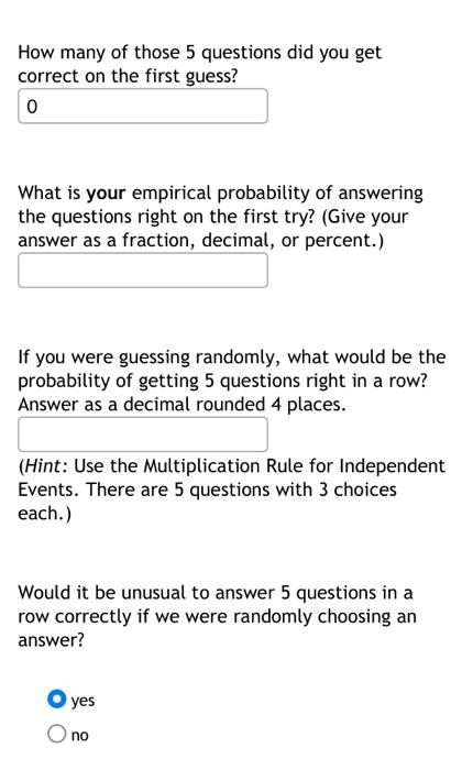 Solved There were 5 questions with 3 possible answers | Chegg.com