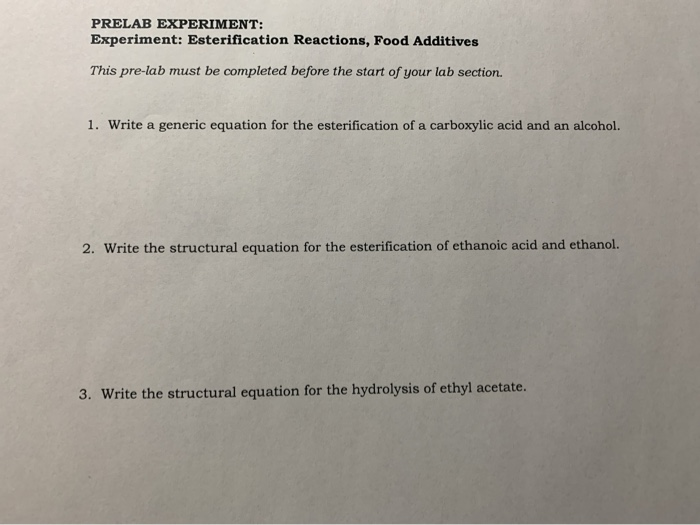 investigative question for esterification experiment pdf