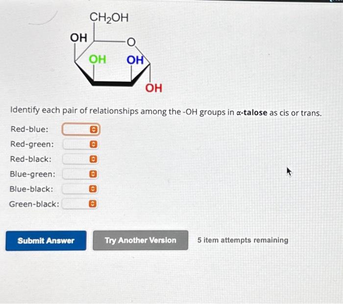 Solved Identify each pair of relationships among the −OH | Chegg.com