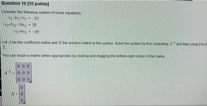 Solved Question 10 [10 points] Consider the following system | Chegg.com