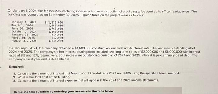 Solved On January 1 2024 The Mason Manufacturing Company Chegg Com   Image