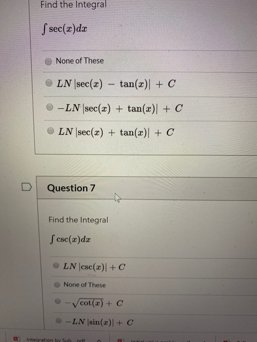 integral of ln sec x tan x