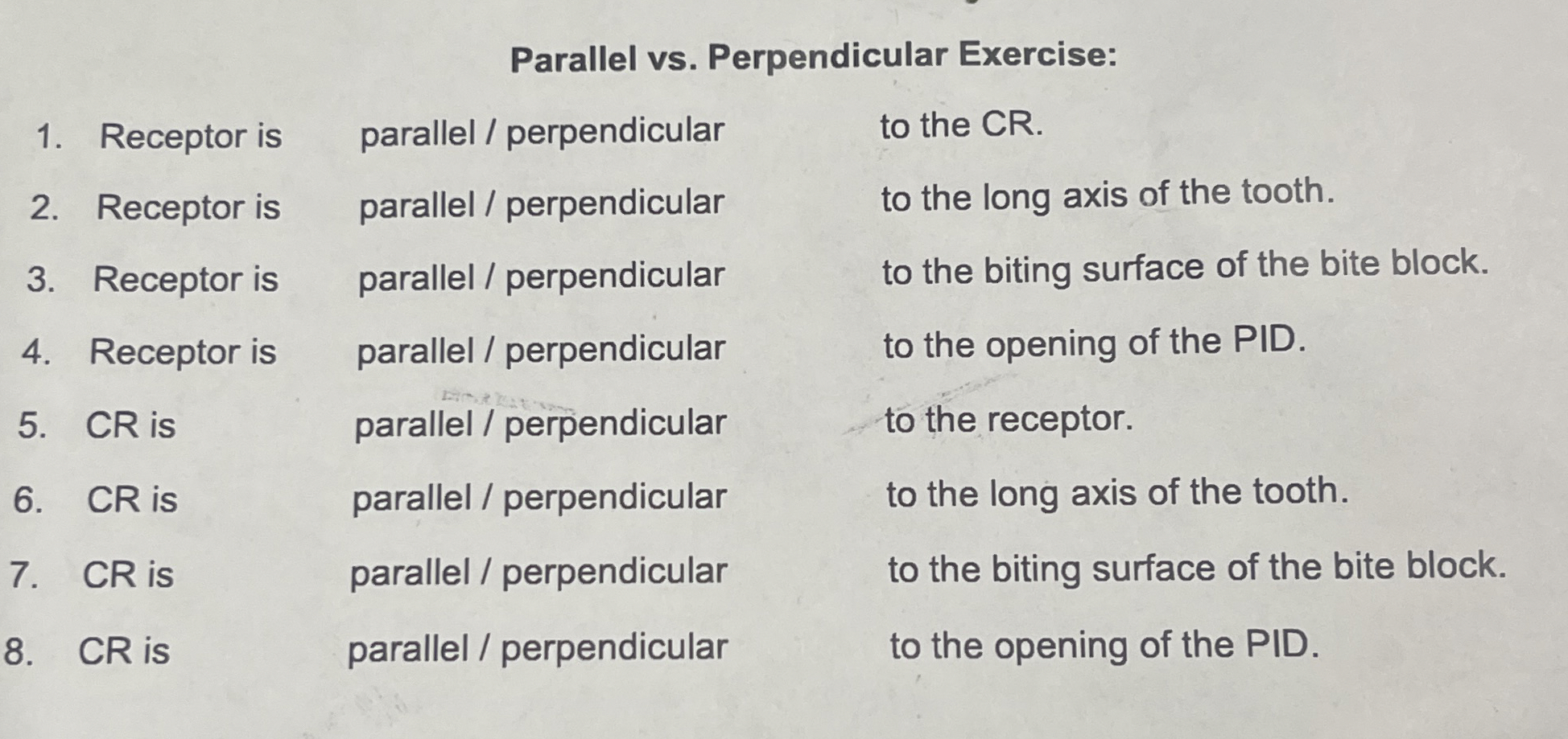 Solved Parallel vs. ﻿Perpendicular Exercise:Receptor | Chegg.com