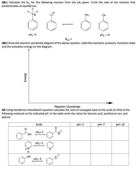 Solved Q8a) Calculate the Keq for the following reaction | Chegg.com