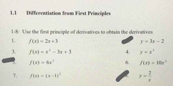Solved 1.1 Differentiation from First Principles 1-8: Use | Chegg.com