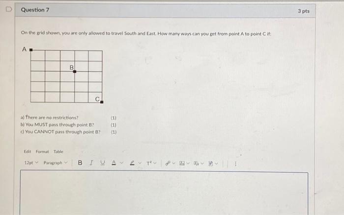 Solved On the grid shown, you are only allowed to travel | Chegg.com