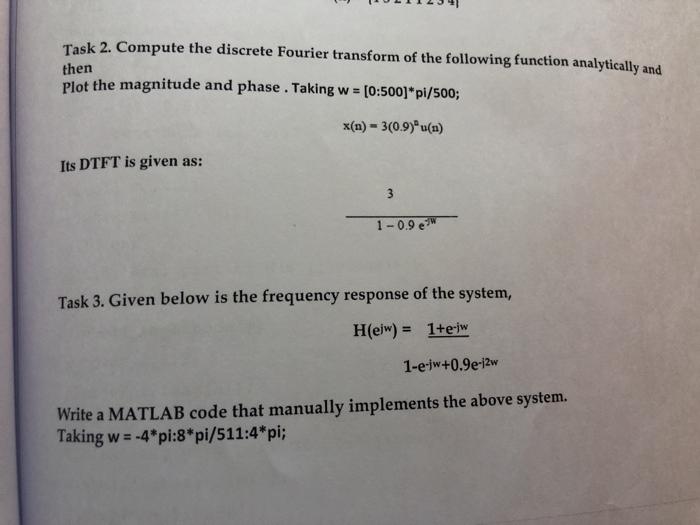 Solved Task 2. Compute the discrete Fourier transform of the | Chegg.com
