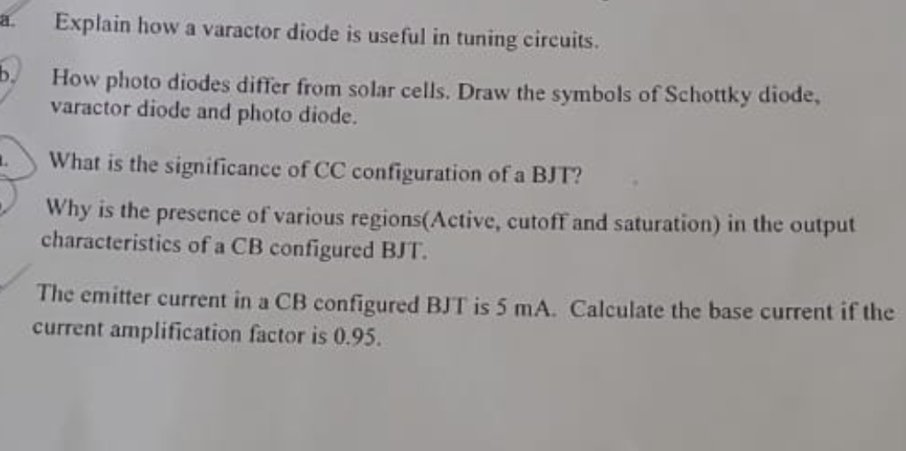 a. ﻿Explain how a varactor diode is useful in tuning