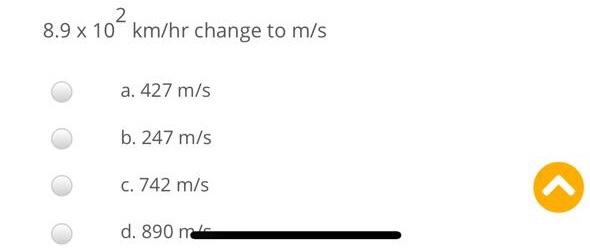 8 9 X 10 Km Hr Change To M S A 427 M S B 247 M S C Chegg Com