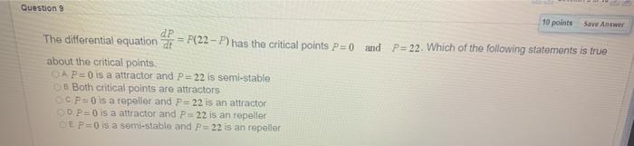 Solved Question 9 10 points Save As The differential | Chegg.com