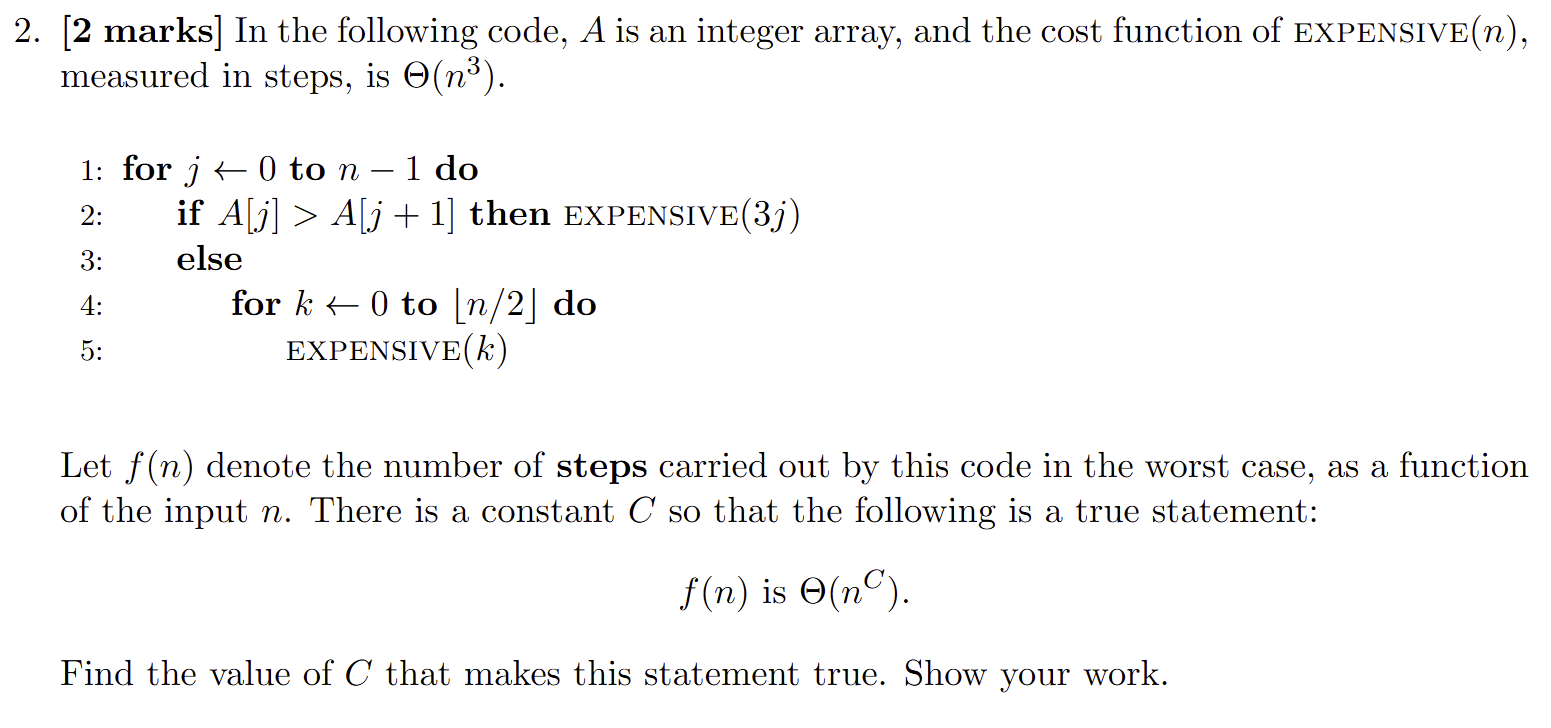 Solved [ 2 ﻿marks] In ﻿the following code, A is an ﻿integer | Chegg.com