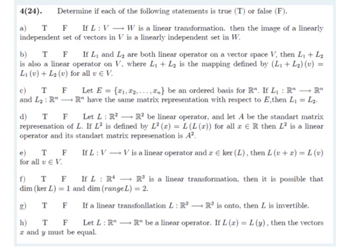 Solved 4 24 Determine If Each Of The Following Statemen Chegg Com