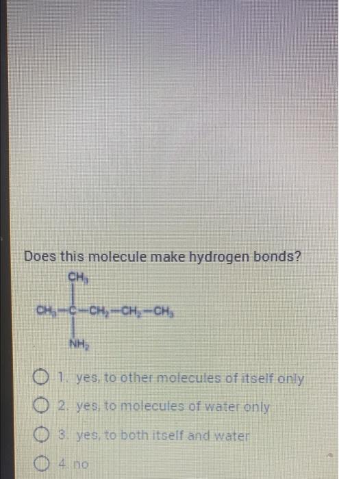 Solved Does this molecule make hydrogen bonds? CH, CH,-¢-CH, | Chegg.com