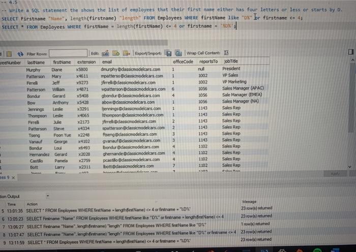 Solved write an sql statement that shows the list oc | Chegg.com