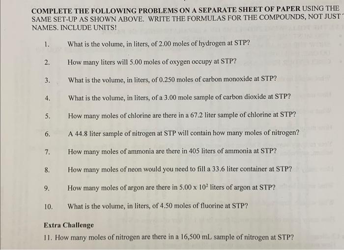 Solved COMPLETE THE FOLLOWING PROBLEMS ON A SEPARATE SHEET | Chegg.com