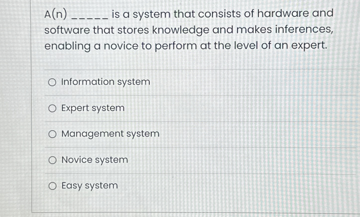 Solved A(n) q, ﻿is a system that consists of hardware and | Chegg.com