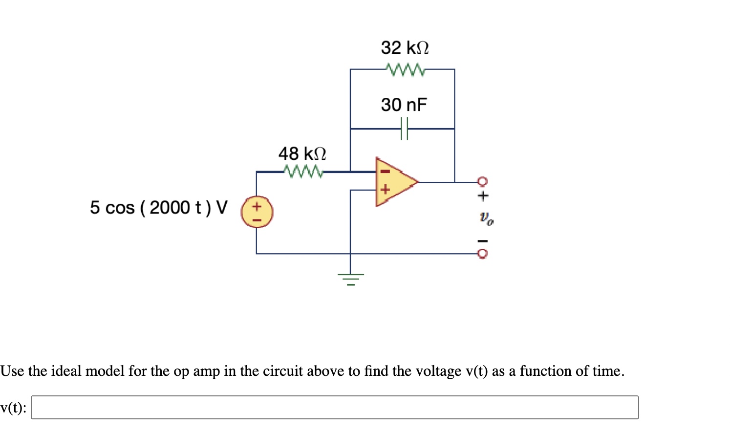 Solved Use the ideal model for the op amp in the circuit | Chegg.com