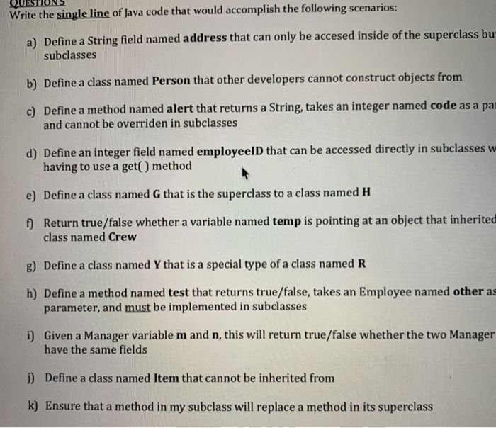 Solved UUESTIUNE Write the single line of Java code that | Chegg.com