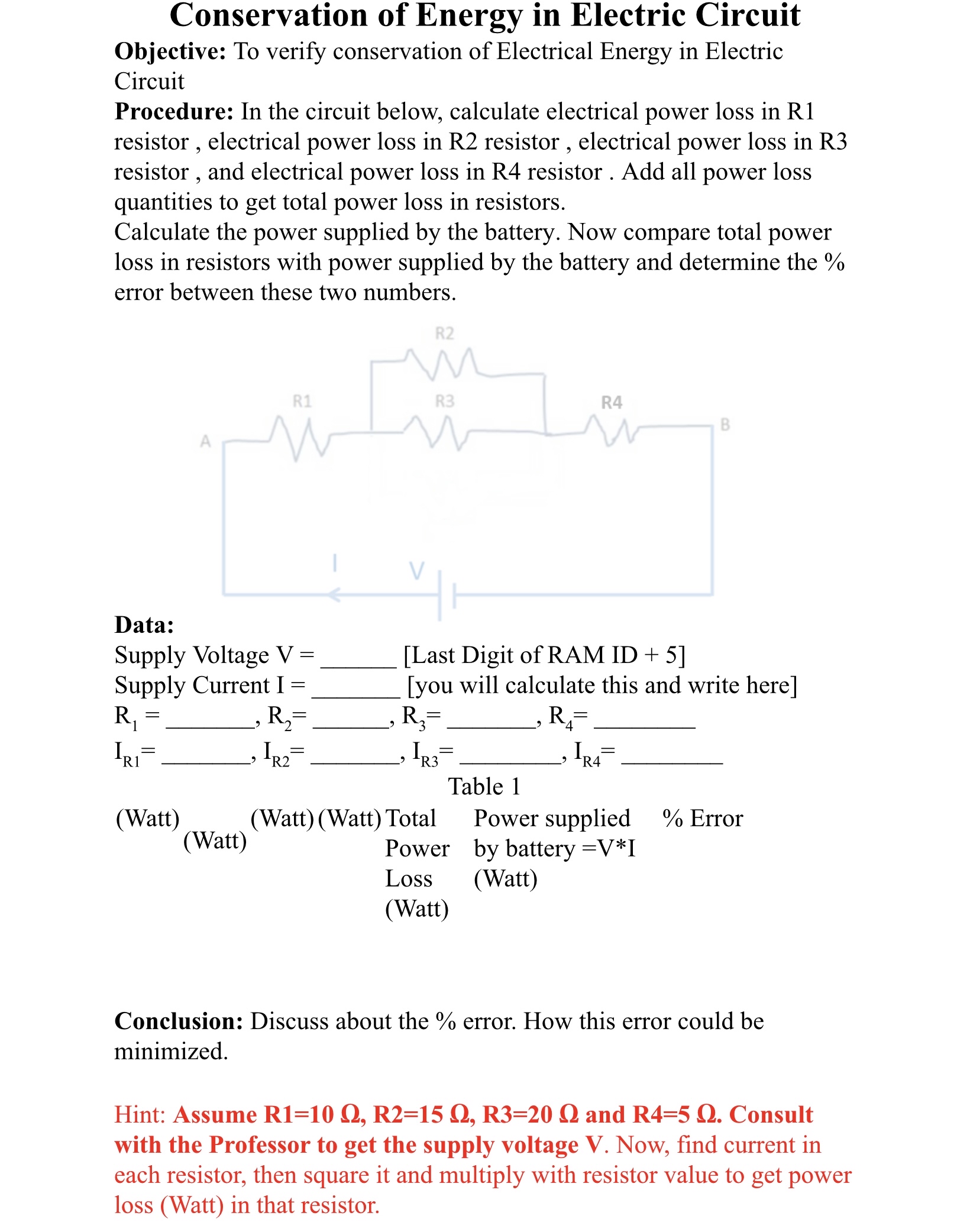 Solved Conservation of Energy in Electric CircuitObjective: | Chegg.com