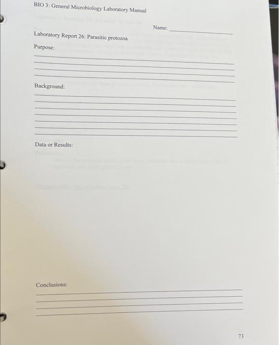 Solved BIO 3 General Microbiology Laboratory Manual