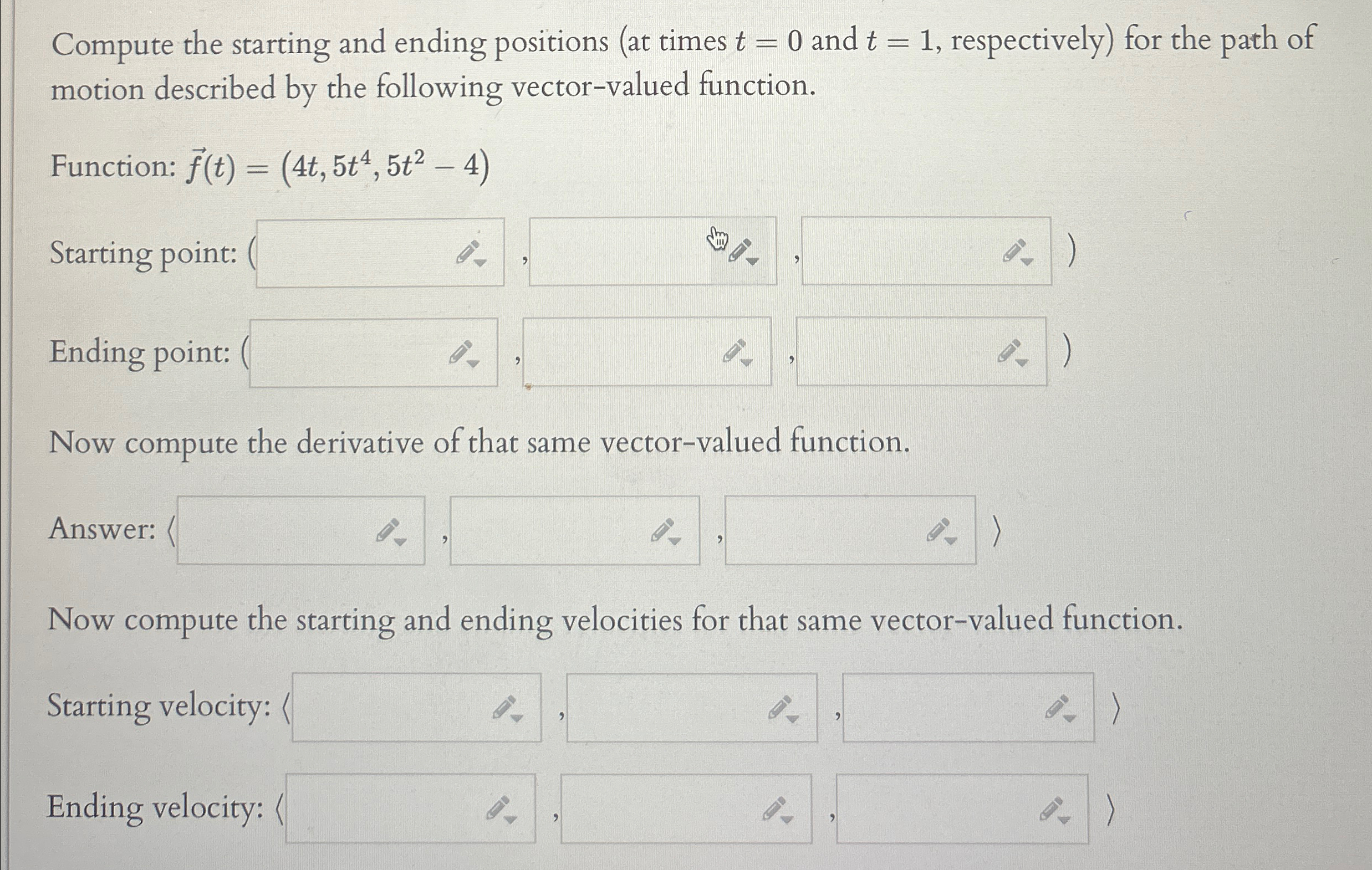 Solved Compute the starting and ending positions (at times | Chegg.com
