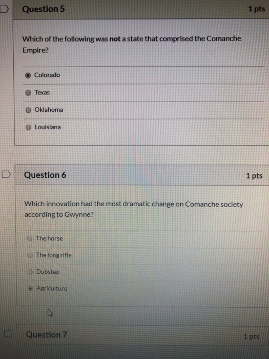 Solved Question 5 1 pts Which of the following was not a | Chegg.com