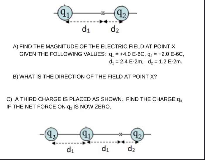 Solved A) FIND THE MAGNITUDE OF THE ELECTRIC FIELD AT POINT | Chegg.com