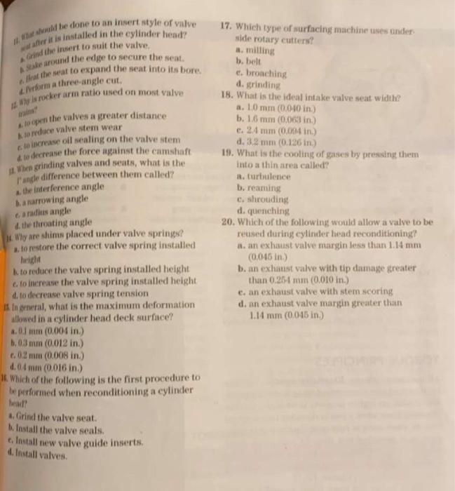 Solved ation by a inder too low? ring2. Define valve margin.
