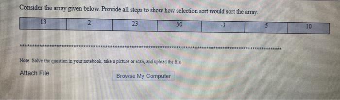 Solved Consider the array given below. Provide all steps to | Chegg.com