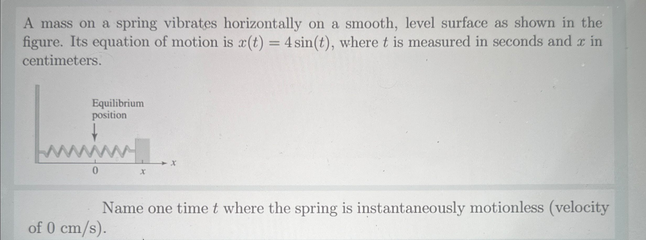 Solved A mass on a spring vibrates horizontally on a smooth, | Chegg.com