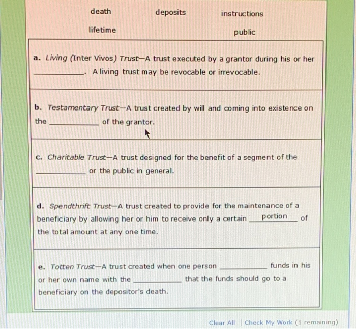 Solved death deposits instructions lifetime public a. Living