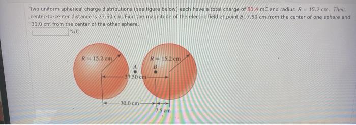 Solved Two Uniform Spherical Charge Distributions (see | Chegg.com