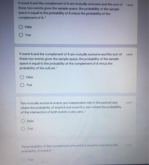 Solved If event A and the complement of A are mutually | Chegg.com