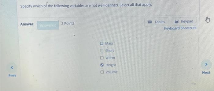 Solved Specify which of the following variables are not | Chegg.com