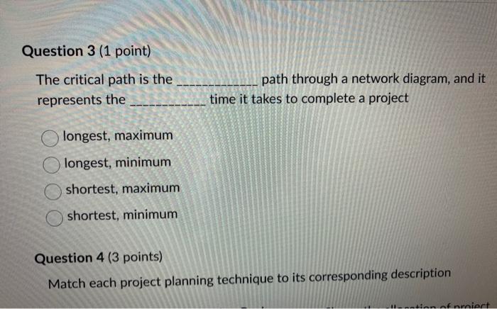 for completion of project critical path of network represents