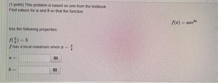 Solved ( 1 point) This problem is based on one from the | Chegg.com