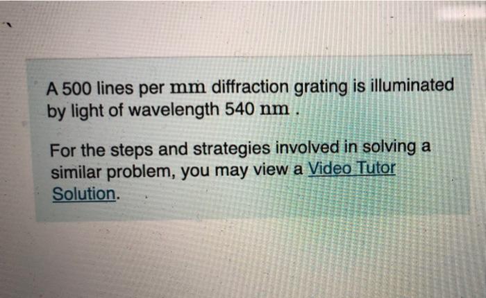 Solved A 500 lines per mm diffraction grating is illuminated | Chegg.com