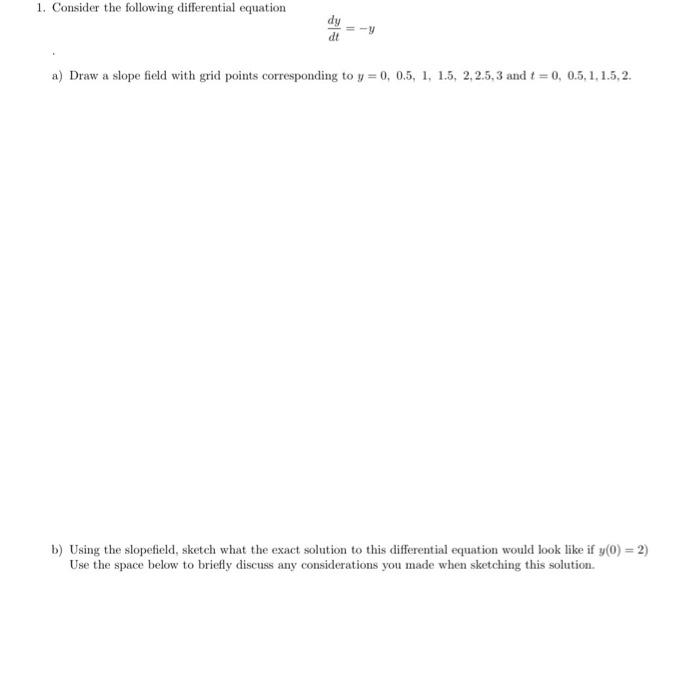 Solved 1. Consider the following differential equation dy | Chegg.com
