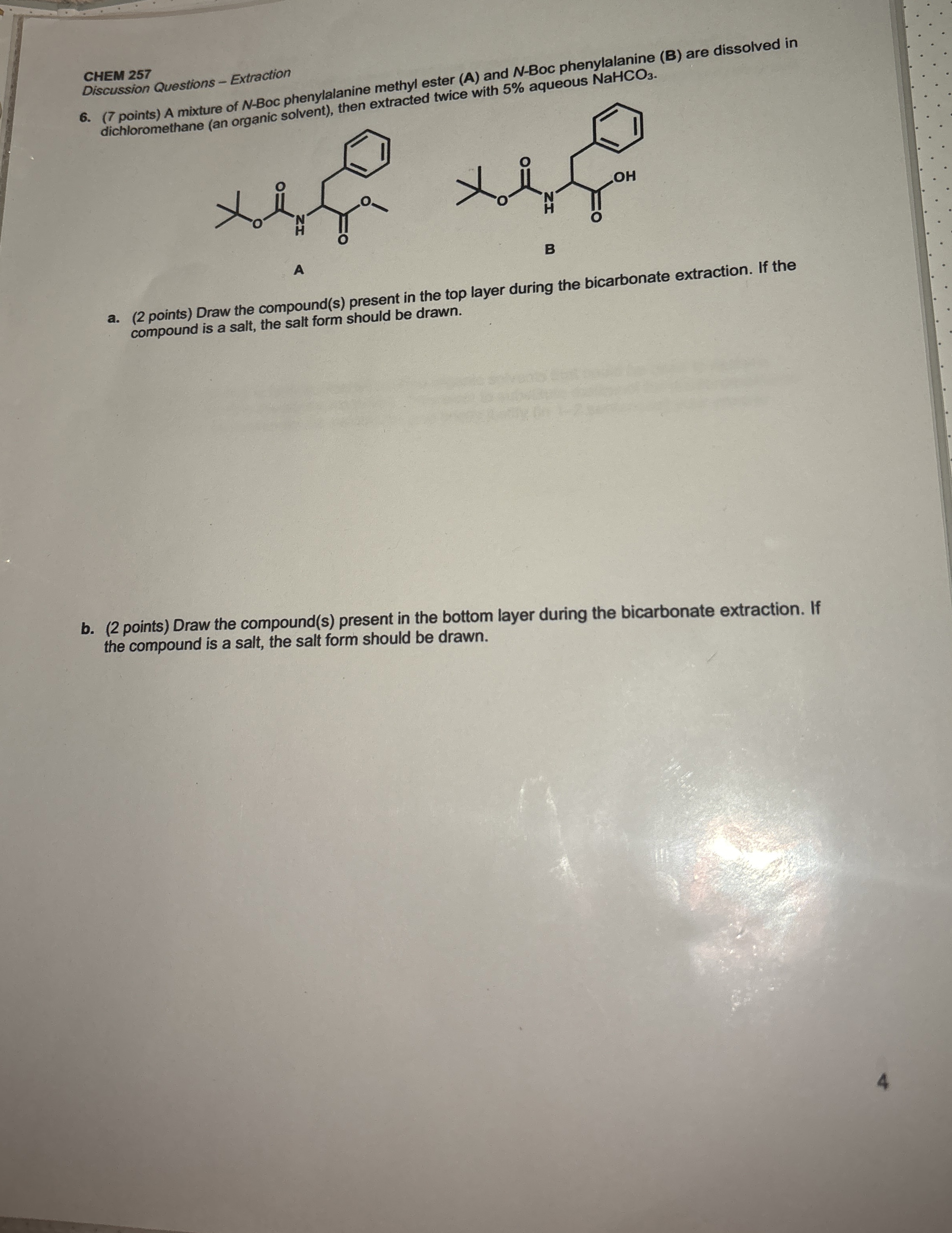 Solved CHEM 257Discussion Questions - ﻿Extraction(7 ﻿points) | Chegg.com