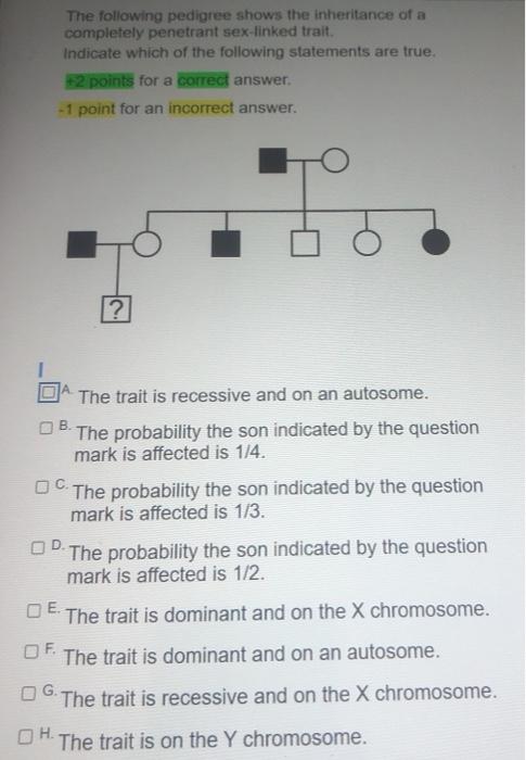 Solved The Following Pedigree Shows The Inheritance Of A Chegg