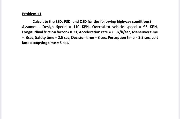 Solved Problem #1 Calculate the SSD, PSD, and DSD for the | Chegg.com