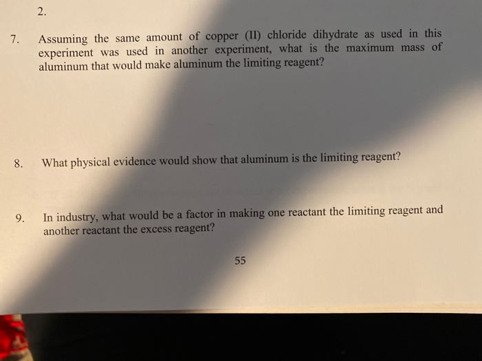 Solved EXPERIMENT 4 LIMITING REAGENTS Copper (II) chloride