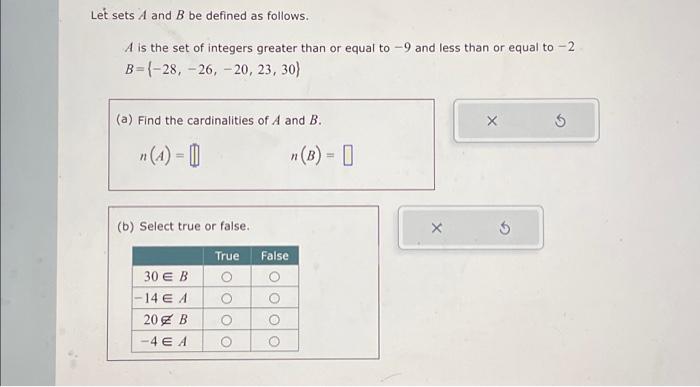 Solved Let Sets A And B Be Defined As Follows. A Is The Set | Chegg.com